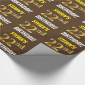 Brown, Faux/Imitation Gold, "22nd BIRTHDAY" Cadeaupapier (Hoek)