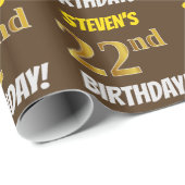 Brown, Faux/Imitation Gold, "22nd BIRTHDAY" Cadeaupapier (Rol Hoek)