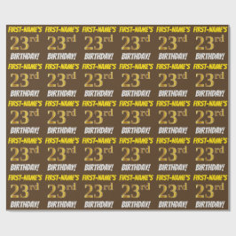Brown, Faux/Imitation Gold, "23rd BIRTHDAY" Cadeaupapier