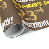 Brown, Faux/Imitation Gold, "23rd BIRTHDAY" Cadeaupapier (Rol Hoek)