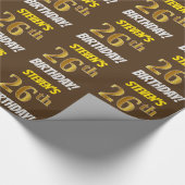 Brown, Faux/Imitation Gold, "26th BIRTHDAY" Cadeaupapier (Hoek)