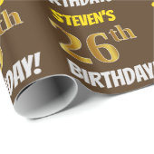 Brown, Faux/Imitation Gold, "26th BIRTHDAY" Cadeaupapier (Rol Hoek)