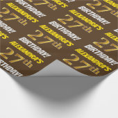 Brown, Faux/Imitation Gold, "27th BIRTHDAY" Cadeaupapier (Hoek)