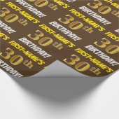 Brown, Faux/Imitation Gold, "30th BIRTHDAY" Cadeaupapier (Hoek)