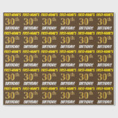 Brown, Faux/Imitation Gold, "30th BIRTHDAY" Cadeaupapier (Vlak)