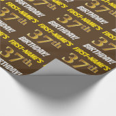 Brown, Faux/Imitation Gold, "37th BIRTHDAY" Cadeaupapier (Hoek)