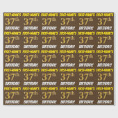 Brown, Faux/Imitation Gold, "37th BIRTHDAY" Cadeaupapier (Vlak)