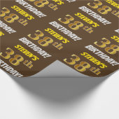 Brown, Faux/Imitation Gold, "38th BIRTHDAY" Cadeaupapier (Hoek)