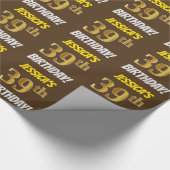 Brown, Faux/Imitation Gold, "39th BIRTHDAY" Cadeaupapier (Hoek)
