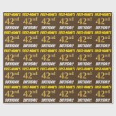 Brown, Faux/Imitation Gold, "42nd BIRTHDAY" Cadeaupapier (Vlak)