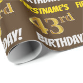 Brown, Faux/Imitation Gold, "43rd BIRTHDAY" Cadeaupapier (Rol Hoek)