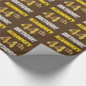 Brown, Faux/Imitation Gold, "44th BIRTHDAY" Cadeaupapier (Hoek)