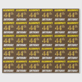 Brown, Faux/Imitation Gold, "44th BIRTHDAY" Cadeaupapier (Vlak)