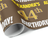 Brown, Faux/Imitation Gold, "44th BIRTHDAY" Cadeaupapier (Rol Hoek)