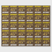 Brown, Faux/Imitation Gold, "45th BIRTHDAY" Cadeaupapier (Vlak)