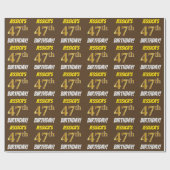Brown, Faux/Imitation Gold, "47th BIRTHDAY" Cadeaupapier (Vlak)