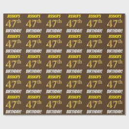 Brown, Faux/Imitation Gold, "47th BIRTHDAY" Cadeaupapier