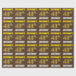 Brown, Faux/Imitation Gold, "48th BIRTHDAY" Cadeaupapier
