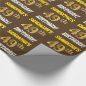 Brown, Faux/Imitation Gold, "49th BIRTHDAY" Cadeaupapier (Hoek)