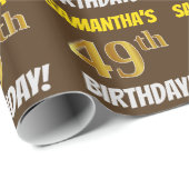 Brown, Faux/Imitation Gold, "49th BIRTHDAY" Cadeaupapier (Rol Hoek)