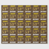Brown, Faux/Imitation Gold, "53rd BIRTHDAY" Cadeaupapier (Vlak)
