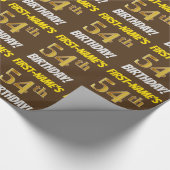 Brown, Faux/Imitation Gold, "54th BIRTHDAY" Cadeaupapier (Hoek)