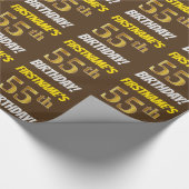 Brown, Faux/Imitation Gold, "55th BIRTHDAY" Cadeaupapier (Hoek)