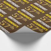 Brown, Faux/Imitation Gold, "57th BIRTHDAY" Cadeaupapier (Hoek)