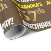 Brown, Faux/Imitation Gold, "57th BIRTHDAY" Cadeaupapier (Rol Hoek)