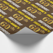Brown, Faux/Imitation Gold, "60th BIRTHDAY" Cadeaupapier (Hoek)