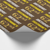 Brown, Faux/Imitation Gold, "62nd BIRTHDAY" Cadeaupapier (Hoek)
