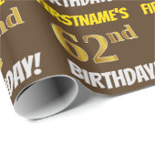 Brown, Faux/Imitation Gold, "62nd BIRTHDAY" Cadeaupapier (Rol Hoek)