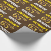 Brown, Faux/Imitation Gold, 65th BIRTHDAY Cadeaupapier (Hoek)