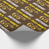 Brown, Faux/Imitation Gold, "66th BIRTHDAY" Cadeaupapier (Hoek)