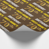 Brown, Faux/Imitation Gold, "70th BIRTHDAY" Cadeaupapier (Hoek)
