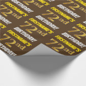 Brown, Faux/Imitation Gold, "72nd BIRTHDAY" Cadeaupapier (Hoek)