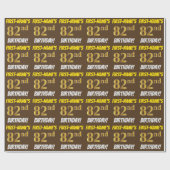 Brown, Faux/Imitation Gold, "82nd BIRTHDAY" Cadeaupapier (Vlak)