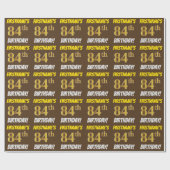 Brown, Faux/Imitation Gold, "84th BIRTHDAY" Cadeaupapier (Vlak)