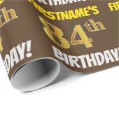 Brown, Faux/Imitation Gold, "84th BIRTHDAY" Cadeaupapier (Rol Hoek)