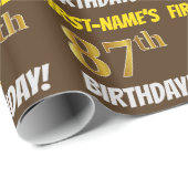 Brown, Faux/Imitation Gold, "87th BIRTHDAY" Cadeaupapier (Rol Hoek)