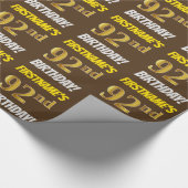 Brown, Faux/Imitation Gold, "92nd BIRTHDAY" Cadeaupapier (Hoek)