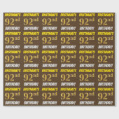 Brown, Faux/Imitation Gold, "92nd BIRTHDAY" Cadeaupapier (Vlak)