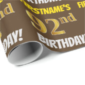 Brown, Faux/Imitation Gold, "92nd BIRTHDAY" Cadeaupapier (Rol Hoek)