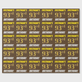 Brown, Faux/Imitation Gold, "93rd BIRTHDAY" Cadeaupapier