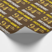 Brown, Faux/Imitation Gold, "94th BIRTHDAY" Cadeaupapier (Hoek)