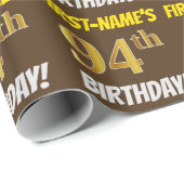 Brown, Faux/Imitation Gold, "94th BIRTHDAY" Cadeaupapier (Rol Hoek)