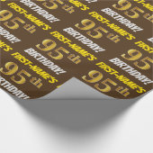 Brown, Faux/Imitation Gold, "95th BIRTHDAY" Cadeaupapier (Hoek)