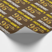 Brown, Faux/Imitation Gold, "96th BIRTHDAY" Cadeaupapier (Hoek)