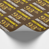 Brown, Faux/Imitation Gold, "98th BIRTHDAY" Cadeaupapier (Hoek)