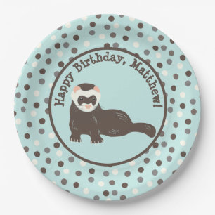 Brown Ferret Mint Green Polka Dot Papieren Bordje